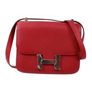 HERMES Constance 23 Shoulder Bag, Veau Epsom Leather, Ruby, □O Stamp, Women's
